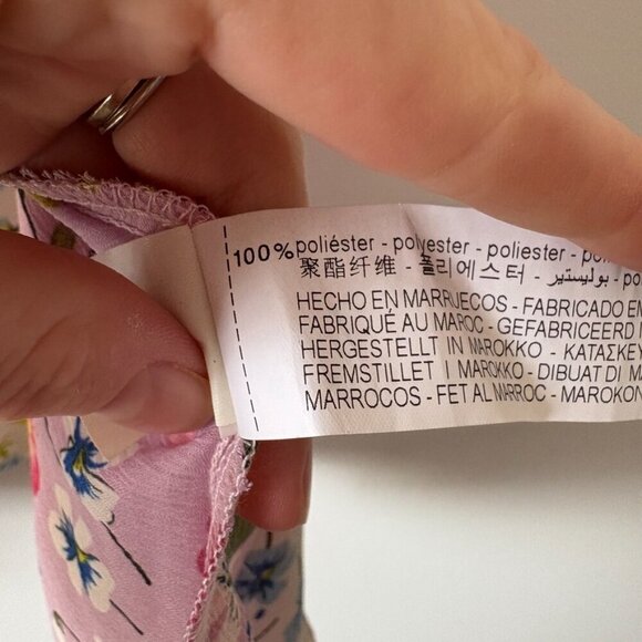 Zara Floral Satin Effect Asymmetric Midi Skirt Size XS - Picture 10 of 10